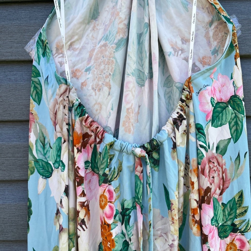 Cara Cara Dress Marion Blue Floral Maxi Twist Halter Neck Backless Open Back XL - Picture 9 of 10